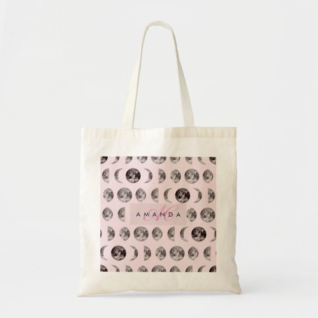 Tote Bag Monogramme Dreamsical Lune Phases Cadeaux (Devant)
