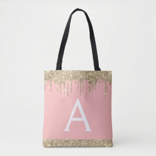 Tote Bag Monogramme élégant de la Parties scintillant d'or 