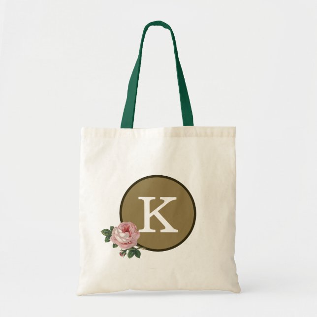 Tote Bag Monogramme élégant Fourre-tout de motif rose de (Devant)