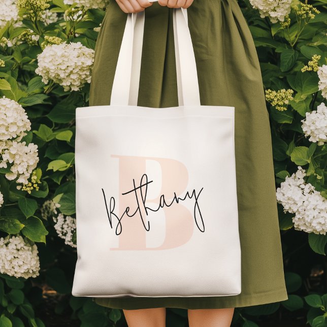 Tote Bag Monogramme élégant rose moderne (Créateur téléchargé)