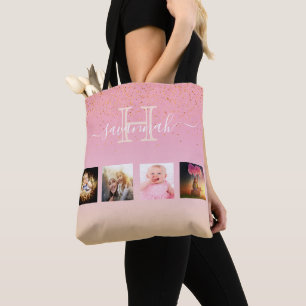 Tote Bag Monogramme en or rose rose vierge