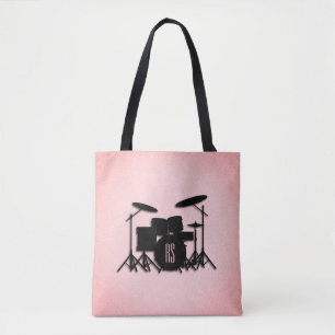 Tote Bag Monogramme Ensemble de musique Design rose