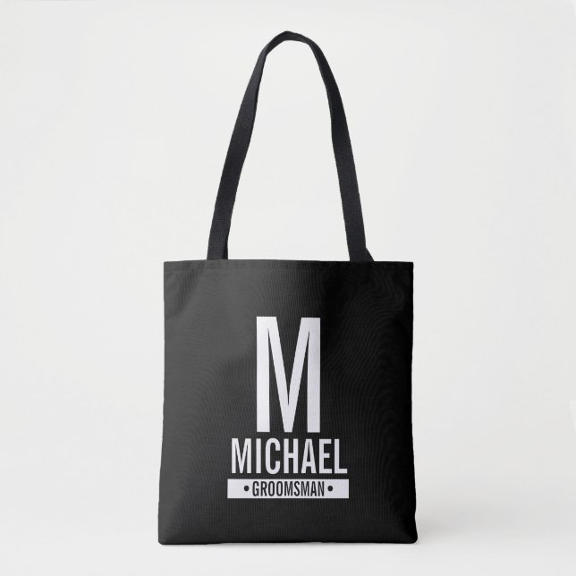 Tote Bag Monogramme et nom du Groomsman personnalisé Fourre (Devant)