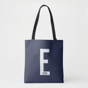 Tote Bag Monogramme et nom personnalisés modernes