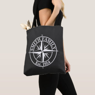 Tote Bag Monogramme étoile boussole emblème personnalisable