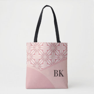 Tote Bag Monogramme Feminine Jolie rose Motif géométrique