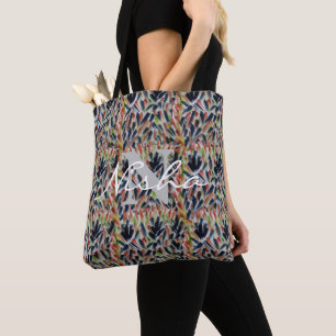 Tote Bag Monogramme Feuille Abstrait