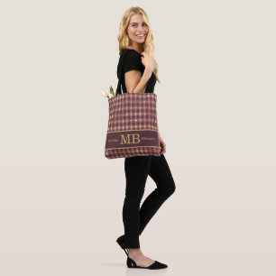 Tote Bag Monogramme Feuille d'or de Bourgogne Nom initial