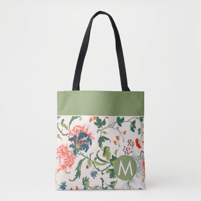 Tote Bag Monogramme floral élégant (Devant)