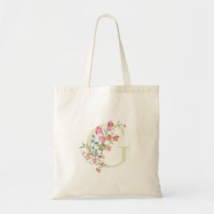 Tote Bag monogramme floral G mariage printemps Shower de ma