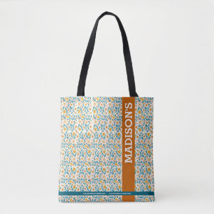 Tote Bag Monogramme floral personnalisé et nom
