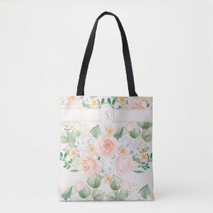 Tote Bag Monogramme Floral Rustique Pink Typographie
