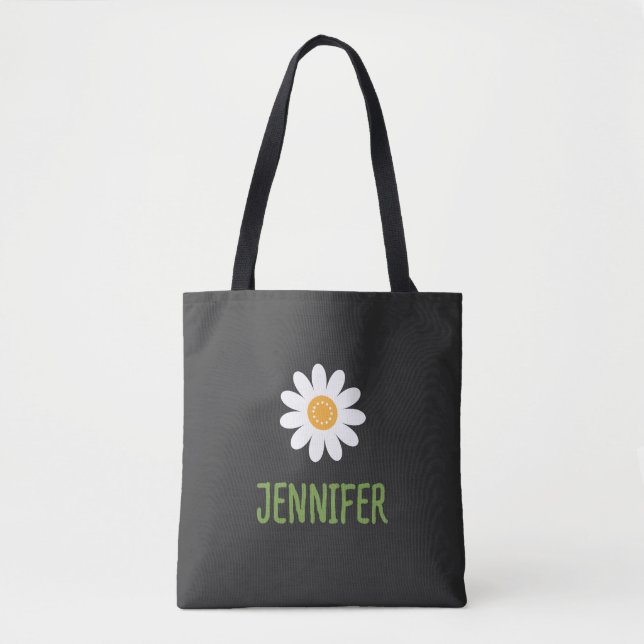 Tote Bag Monogramme floral simple de marguerite (Devant)