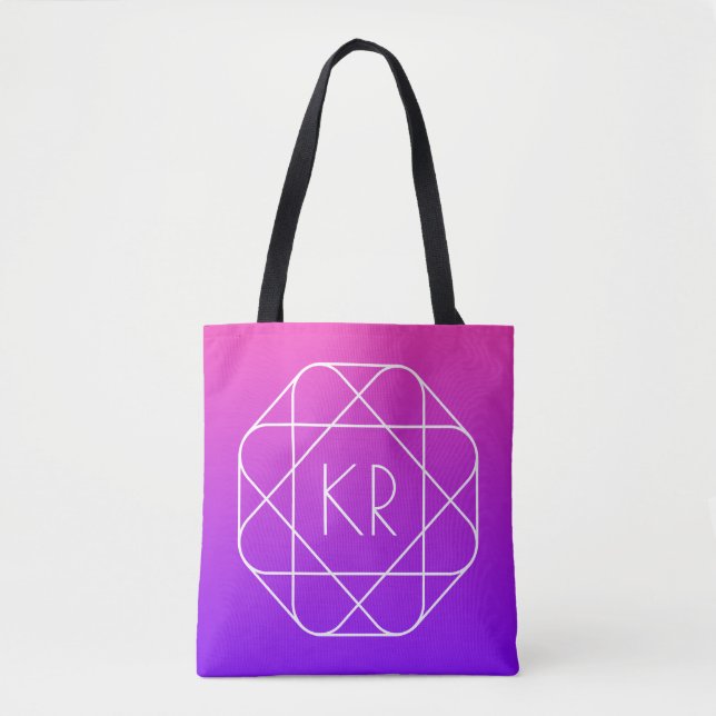Tote Bag Monogramme géométrique cool | Violette violette ma (Devant)