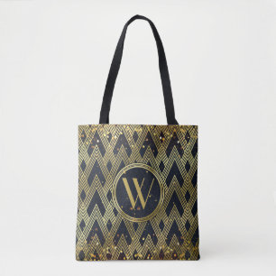 Tote Bag Monogramme géométrique Motif Art Déco Gatsby Glamo