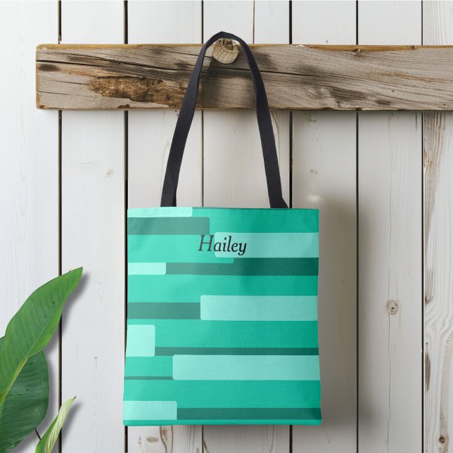 Tote Bag Monogramme géométrique vert (Créateur téléchargé)