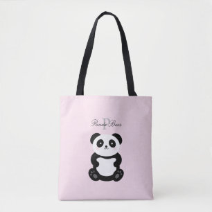 Tote Bag Monogramme Girly mignon d'ours panda de bébé