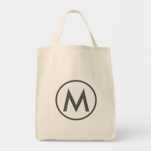 Tote Bag Monogramme gris élégant minimal