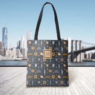 Tote Bag Monogramme gris Motif moderne de New York