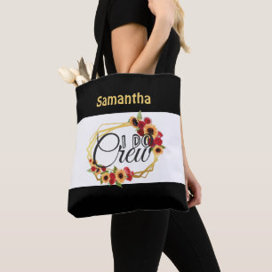 Tote Bag Monogramme I Do Crew Sunflower Rose fête de mariag