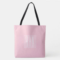 Monogramme initial | Blanc sur rose clair