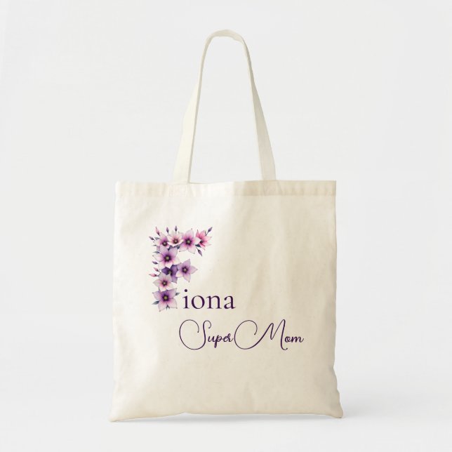Tote Bag Monogramme Initial + Nom Super Maman (Devant)