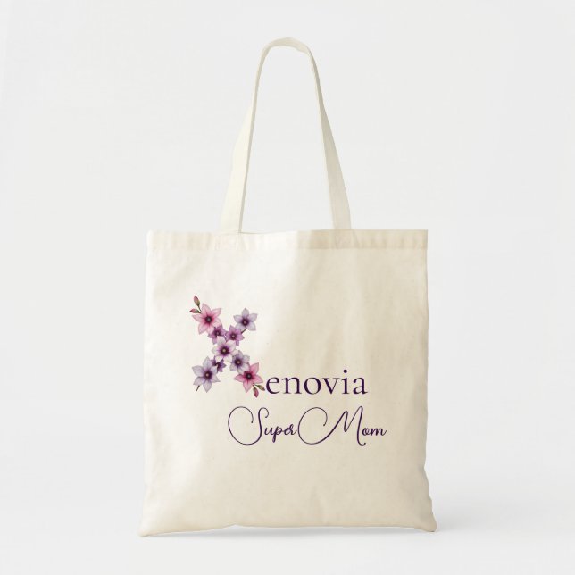 Tote Bag Monogramme Initial + Nom Super Maman (Devant)