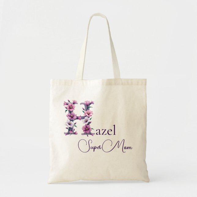 Tote Bag Monogramme Initial + Nom Super Maman (Devant)