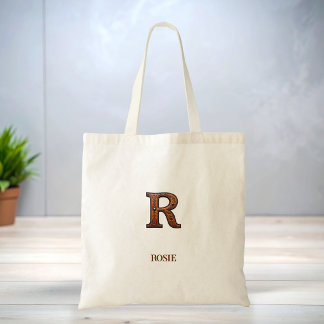 Tote Bag Monogramme initial R en cuir western tooled