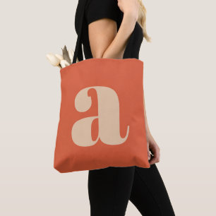 Tote Bag Monogramme Initial Retro Gras Orange Terreux Moder