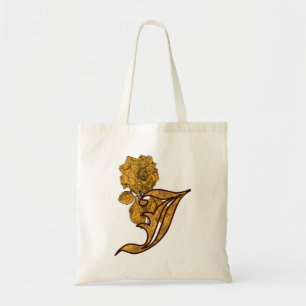 Tote Bag Monogramme Initiale J Élégante Fleur de Pivoine en
