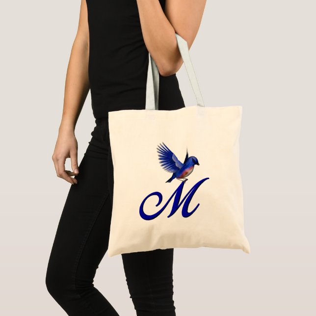 Tote Bag Monogramme Initiale M Bluebird (Devant (produit))