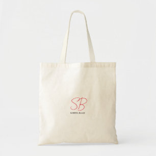 Tote Bag Monogramme Initiales Nom Plain Moderne Minimaliste