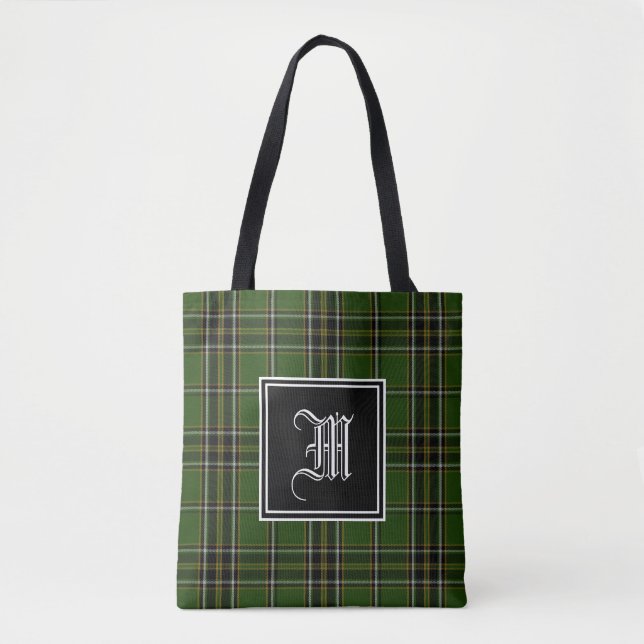 Tote Bag Monogramme irlandais de plaid (Devant)
