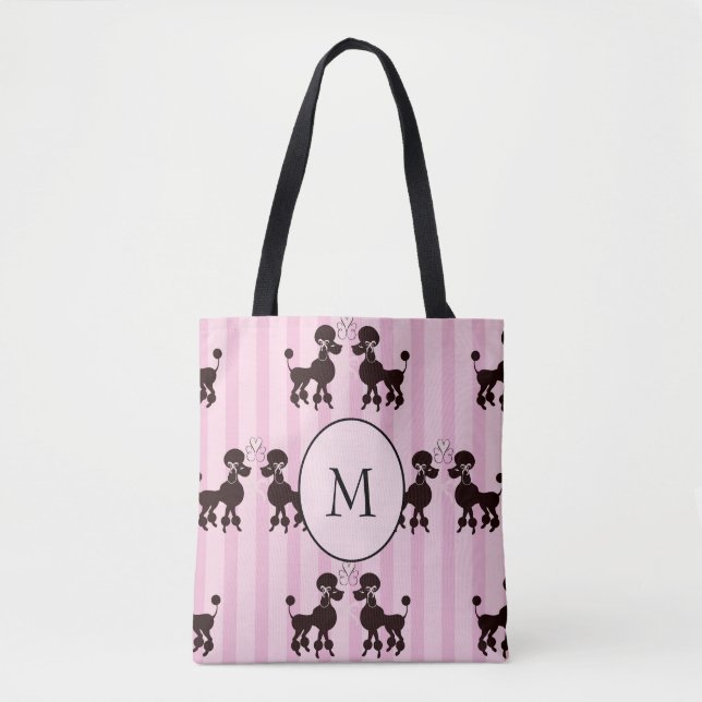Tote Bag Monogramme Joli Poodé Rose (Devant)