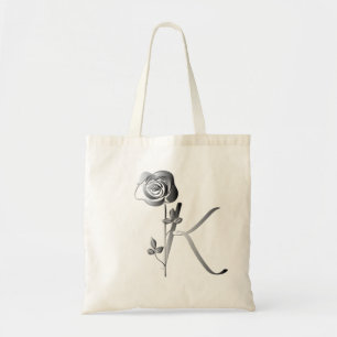 Tote Bag Monogramme K manuscrit avec Rose