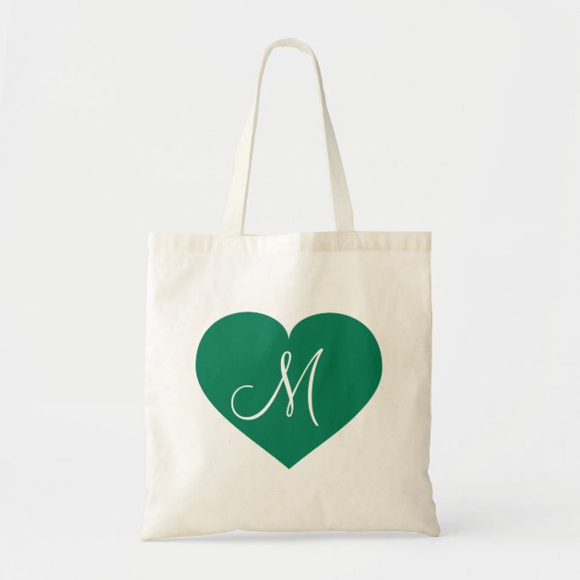 Tote Bag Monogramme Kelly Coeur vert (Devant)