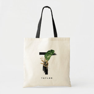 Tote Bag Monogramme Lettre T   Demoiselle d'honneur Feuille
