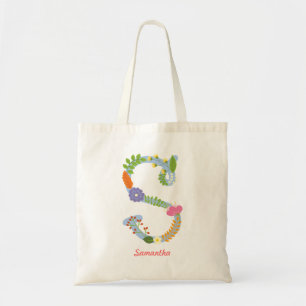 Tote Bag Monogramme lunatique rustique de fleur (s)