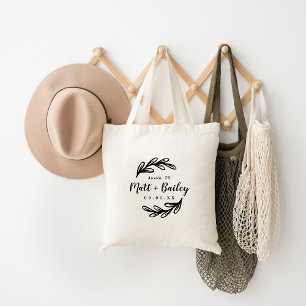 Tote Bag Monogramme Mariage de branche en gras