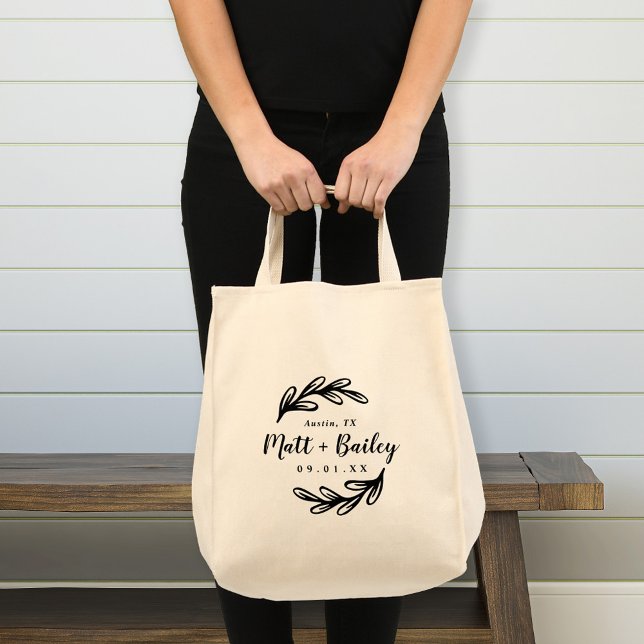 Tote Bag Monogramme Mariage de branche en gras (Créateur téléchargé)
