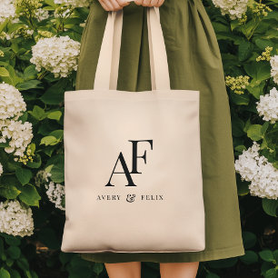 Tote Bag Monogramme mariage Élégant Simple Minimaliste