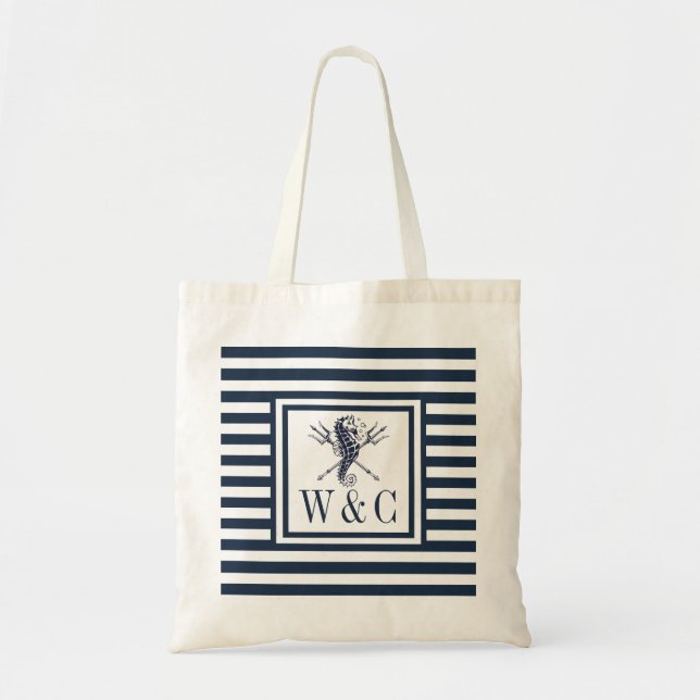 Tote Bag Monogramme marin Bleu de la marine marine (Devant)