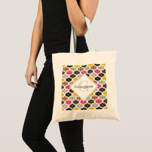 Tote Bag Monogramme Maximaliste Arc-en-ciel Dot Mandalas Pa