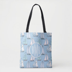 Tote Bag Monogramme mignon du motif de voilier