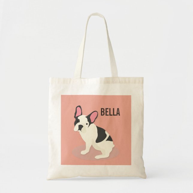 Tote Bag Monogramme.Mignonne Chien-taureau français. (Devant)