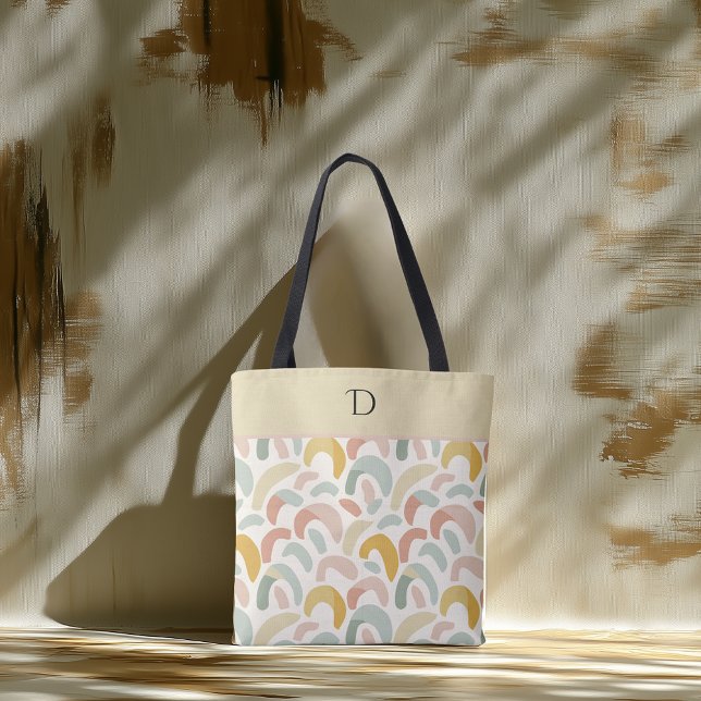 Tote Bag Monogramme Minimaliste Abstrait Pastel Personnalis (Créateur téléchargé)