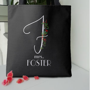 Tote Bag Monogramme minimaliste d'aquarelle F enseignant