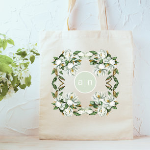 Tote Bag Monogramme moderne blanc Magnolia
