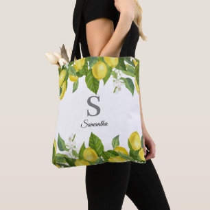 Tote Bag Monogramme moderne Citrus citron